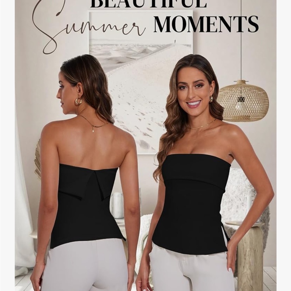 Strapless Black Women's Top - Sleek Tube Style - Picture 3 of 8